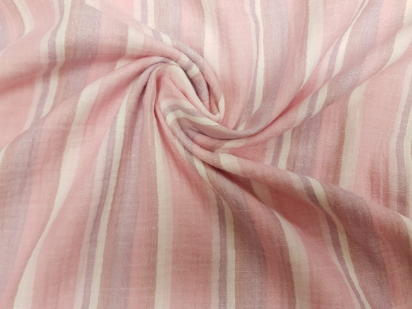 TETRA tkanina, dvoslojna- roza črte,črtice