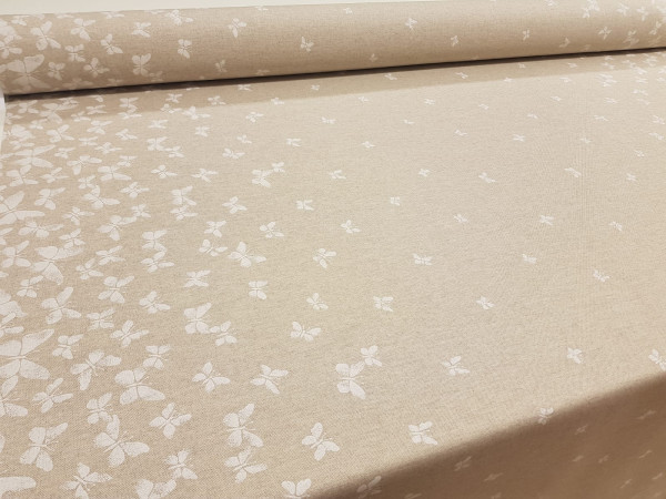 Impregniran dekor-natur bež barva, bordura metuljčki, čudovit za prt