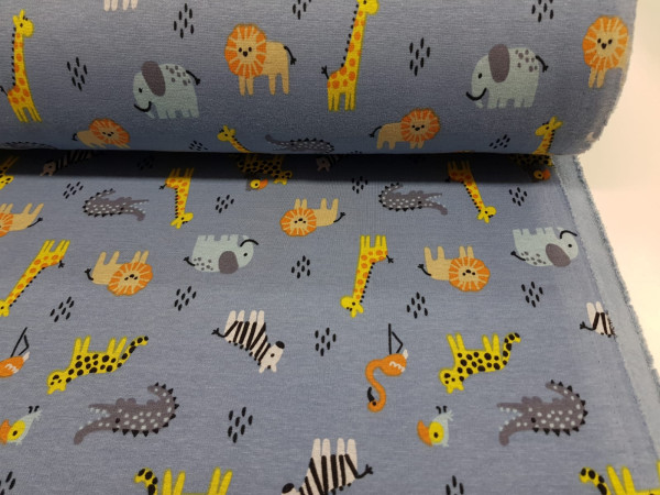 Sweater, warmkeeper, alpenfleece- ZOO živalice na jeans modri osnovi