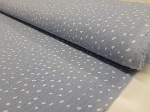 TETRA tkanina, dvoslojna- drobne bele pikice na srednje modri barvi