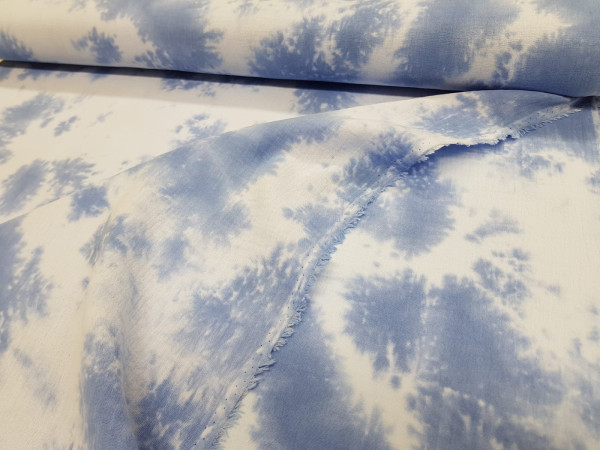 TETRA tkanina, dvoslojna- potisk batik, prelivajoče sinje modre barve