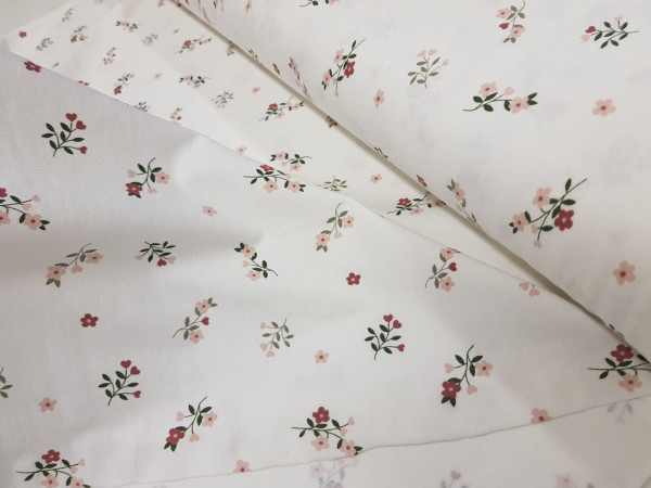 Bombažni jersey - šopki rožic na smetana osnovi, ZADNJI KOS