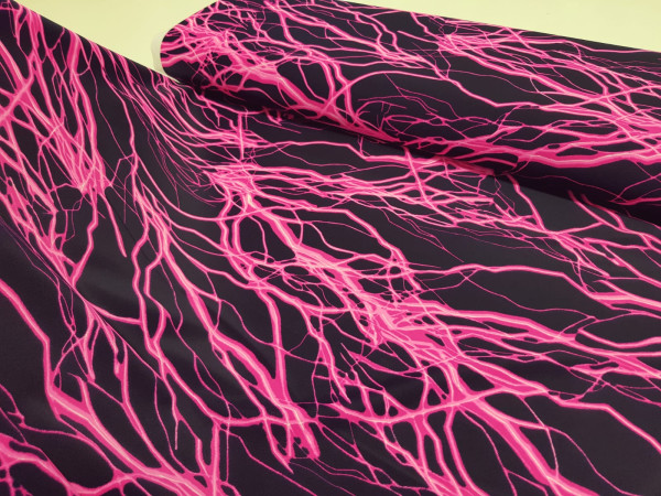Lycra s potiskom- fluo strele na črni podlagi