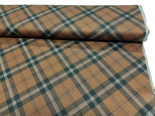 Jersey,viskozni-poliester,težji,kompaktni- rjava kombinacija karo večji-duble izdelave