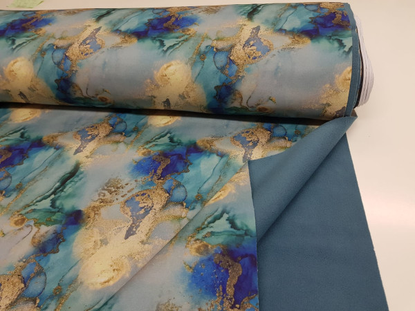 Softshell- marmor v zeleno ,modrih in rumenih odtenkih 