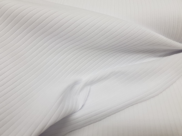 Bombažni rebrast jersey, rib jersey, širine 8mm-bela 