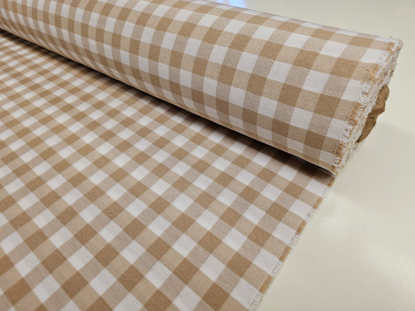 Dekor - svetlo bež in beli 1,50cm karo, širina 280cm.
