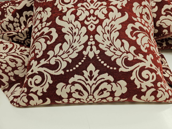 Dekor gobelin, žamet, žakard- rdeče bež žakard vzorec