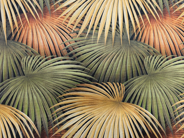 Bombažno platno, Panama oxford- veliki palma listi na temni osnovi, širina 280cm