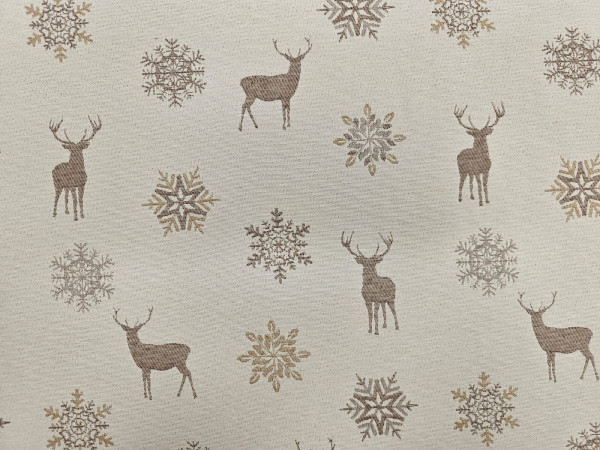 Dekor gobelin - zimski motivi, snežike, jelenčki v bež barvah