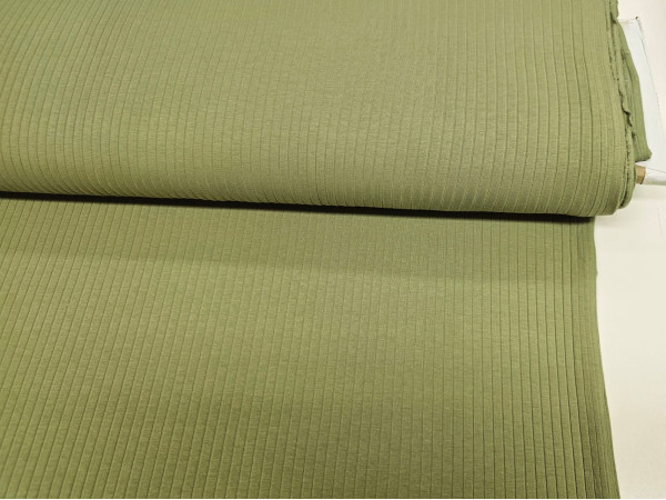 Bombažni rebrast jersey, rib jersey, širine 8mm-svetlo olivno zelena, ZADNJI KOS