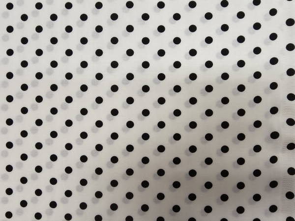 Bombaž, poplin-pike 8mm-črne pike na beli podlagi