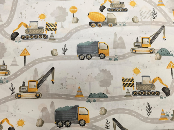 Bombažno platno- rumeni bagerji