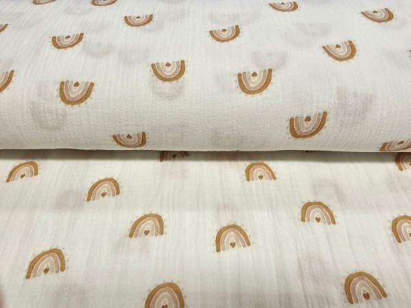 TETRA tkanina, dvoslojna- mavrice na off white beli osnovi