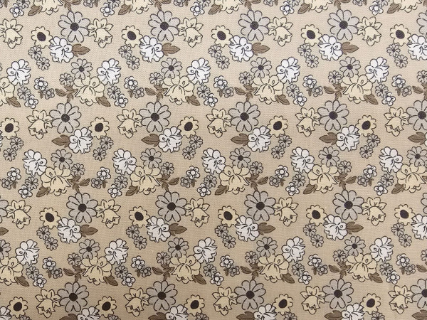 Bombažno platno, poplin- rožice rjavih odtenkih