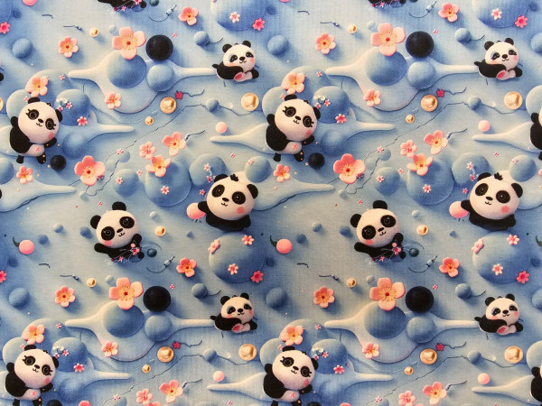Bombažni jersey- pande na svetlo modri osnovi, ZADNJI KOS