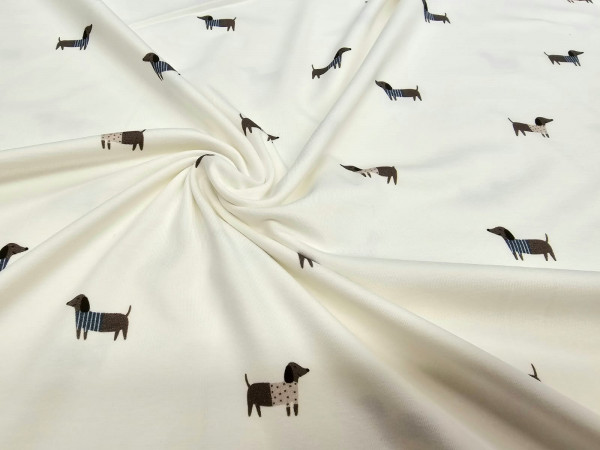 Bombažni jersey- kužki na off white osnovi