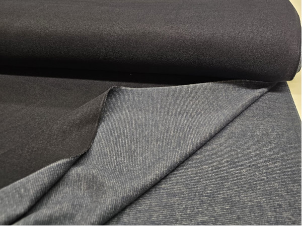 Pletenina, pliš- črtast vzorec v jeans modri barvi, ZADNJI KOS