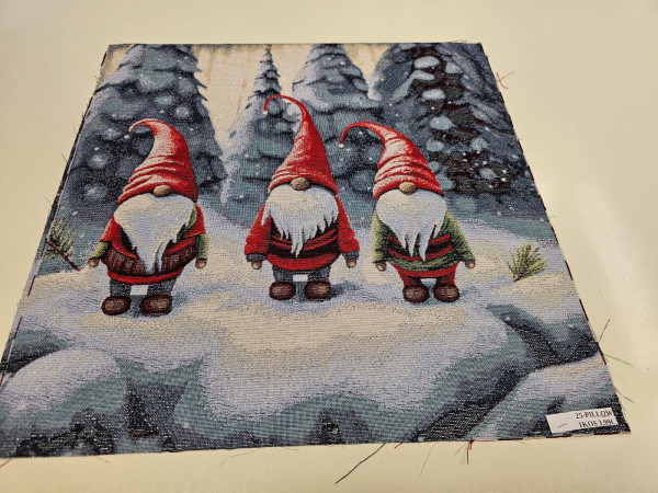 Dekor,gobelin - PANEL,božični motiv, palčki na snegu
