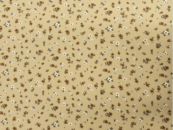 Bombažni jersey- drobne rjave in bele rožice na temnejši bež osnovi, ZADNJI KOS