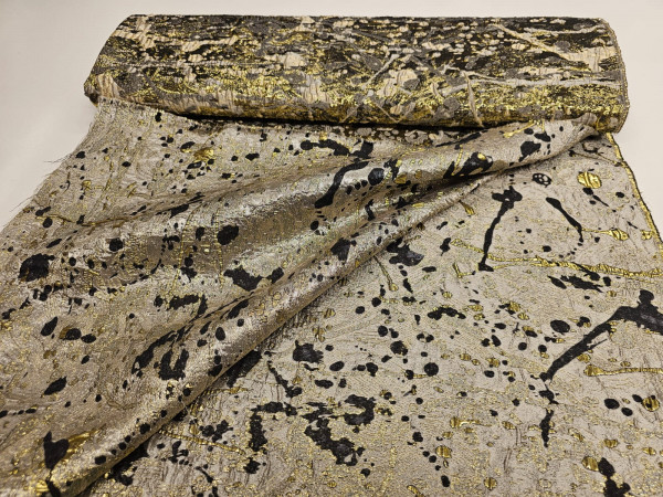 brokat- abstraktni vzorec v zlati in bež barvi, kovinske nitke, ZADNJI KOS