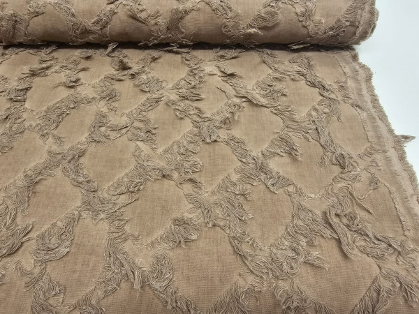 Bombažna tkanina s franžami- lepa rjava barva