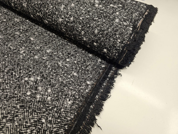 Volna, mešanica, bukle, ribja kost, UNIKAT- črno bela  kombinacija