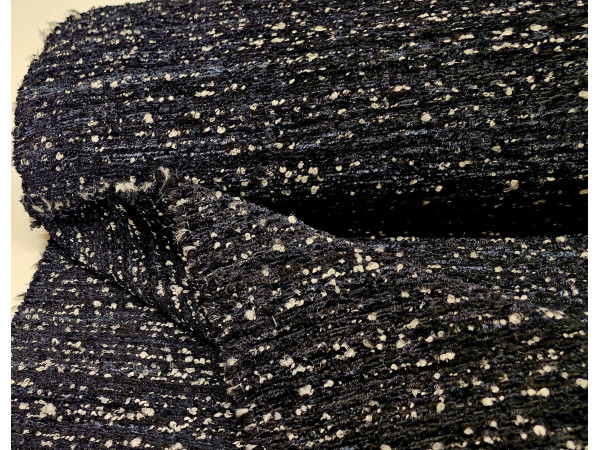 Debelejši pliš, tvid, bukle, obojestranska, mešanica volne- črno bel