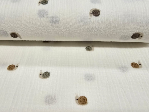 TETRA tkanina, dvoslojna- polžki na off white osnovi