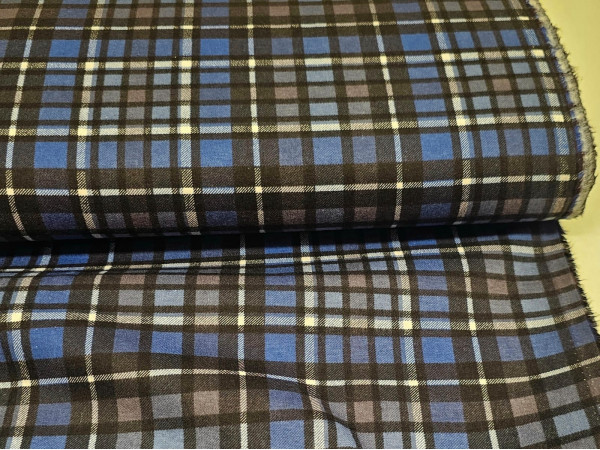 Bombažna flanela, karo, flanela - karo v modrih odtenkih