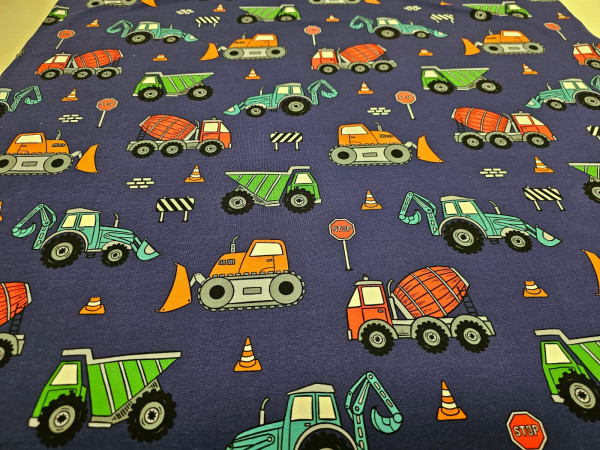 Bombažni prevešanka- delovna vozila, indigo modra osnova