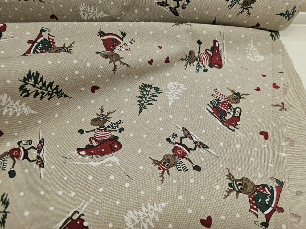 Dekor, lažji -božični motiv, zabavni jelenčki na natur osnovi