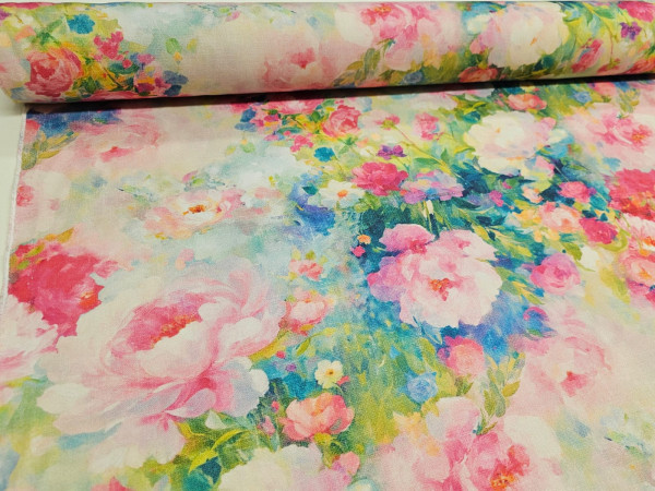 Dekor, lažji dekor, digitalni - akvarel potisk velikih rož