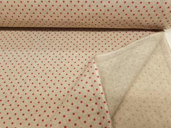 Dekor, lažji -božični motiv, pike, pikice rdeče na natur osnovi