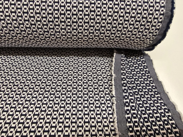 Žakardna tkanina, obojestranska - modro meli geometrijski manjši vzorec