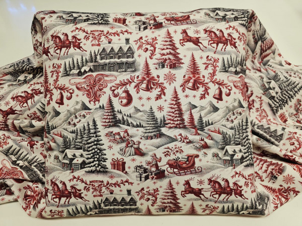 Dekor panama, božični dekor -božični motiv na svetli osnovi