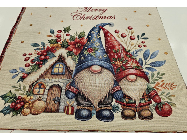 Dekor,gobelin - PANEL, palčka na bež osnovi, Merry Christmas