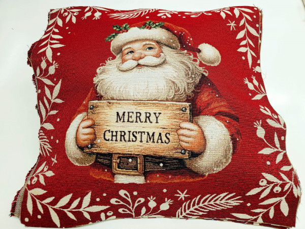 Dekor,gobelin - PANEL, božiček na rdeči osnovi, Merry Christmas