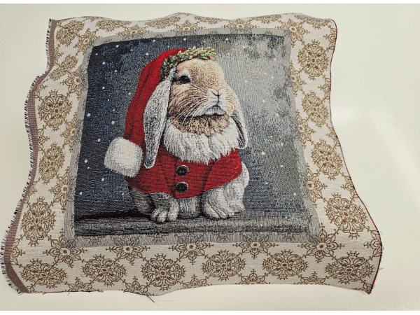 Dekor,gobelin - PANEL, zajček z božično kapo