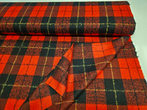 Karo, debelejši karo, volnena flanela- črno rdeča kombinacija, karo