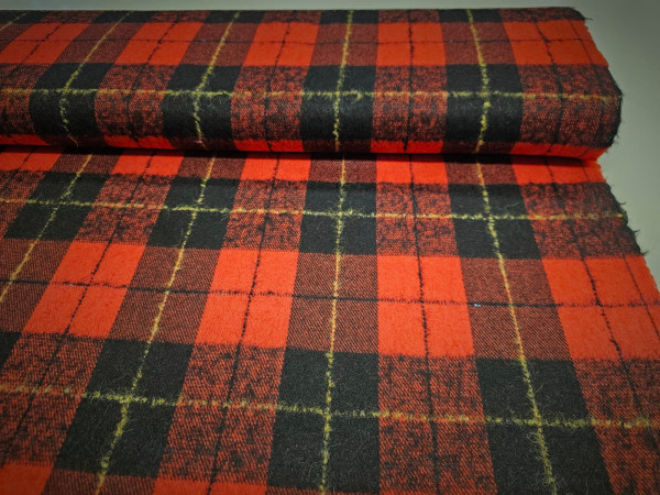 Karo, debelejši karo, volnena flanela- črno rdeča kombinacija, karo