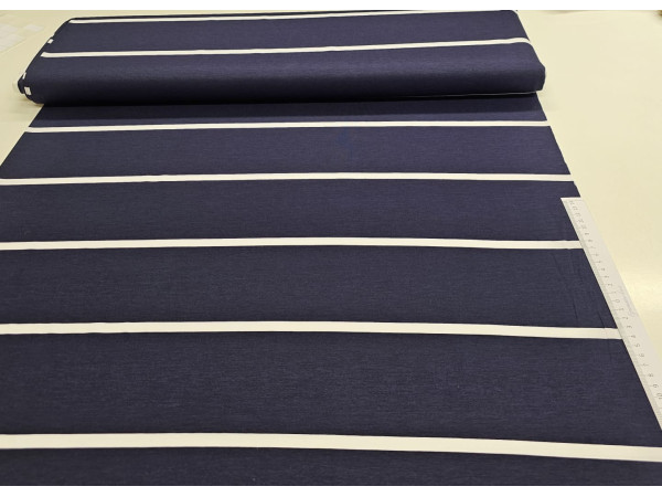 Jersey viskoza- modre širše in bele tanjše črte