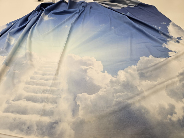 Bombažni jersey,digitalni, abstrakt-  sinjemodro nebo in oblaki