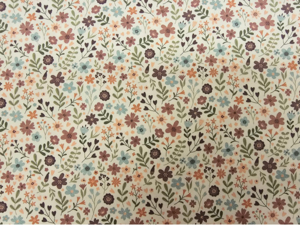 Bombažni jersey,digitalni- nežne rožice na off white osnovi