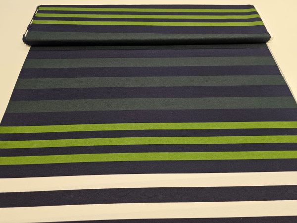 Jersey viskoza- modre, zelene in bele črte