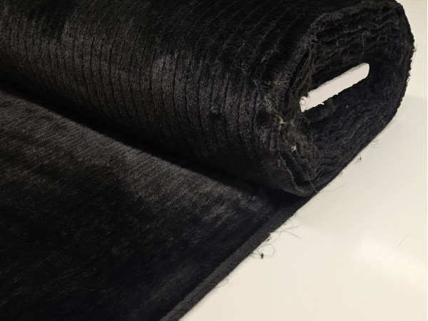 Umetno krzno-kratkodlako krzno, 2 cm široke proge, črna barva 