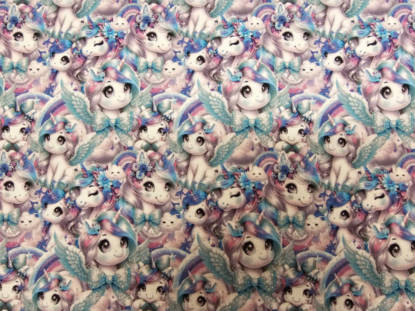 Bombažni prevešanka- samorogi v mint lila odtenkih