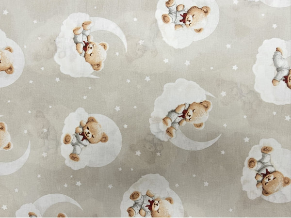 Bombažno platno- medvedki na oblakih