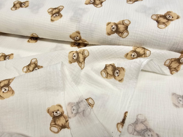 TETRA tkanina, dvoslojna- medvedki na off white osnovi