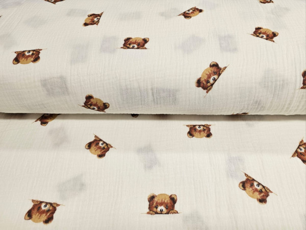 TETRA tkanina, dvoslojna-rožice na off white osnovi